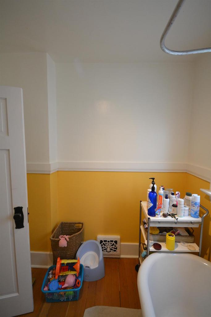 BATHROOM BEFORE & AFTER: On the other side of this wall in the principal bedroom.